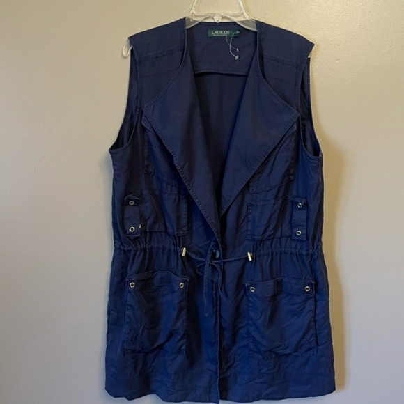 Lauren Ralph Lauren, navy oversized twill pocket cargo vest, XL, NWOT - Picture 6 of 11